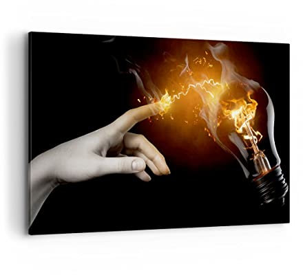 ARTTOR Wandbilder Dekoration Wohnzimmer Hand Licht Flammen Bilder auf Leinwand 120x80cm Leinwandbild Schlafzimmer Küche Deko Wand Kunstdruck Art Groß XXL Wanddeko Bild Wall Decor Canvas AA120x80-0193