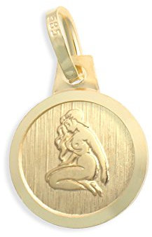 Sternzeichen Tierkreiszeichen Jungfrau & Schutzengel 14 Karat Gold 585 Anhänger Durchmesser 10mm (Art.213124)