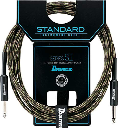 Ibanez si10-cgr 10 ft 2 conectores recto estándar de Cable de instrumento – camuflaje verde