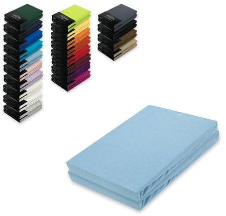 EXKLUSIV HEIMTEXTIL Jersey Spannbettlaken Doppelpack 180-200 x 200 cm Hellblau