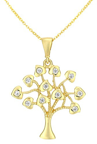 Citerna 9 ct Tree of Life Pendant Necklace with CZ Stones