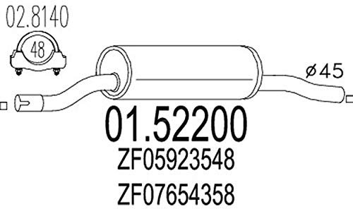 MTS 01.52200 Silenziatore anteriore Marmitta Anteriore Marmitta Anteriore