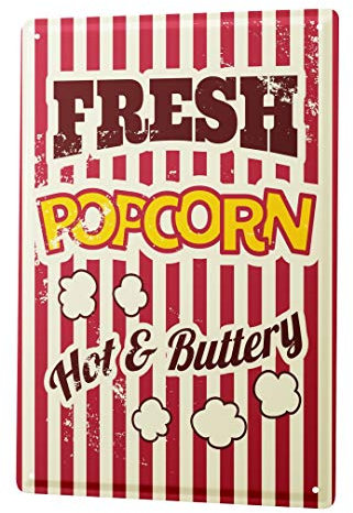 Blechschild Vintage Retro Metallschild Wandschild Blech Poster Küche Popcorn Kino