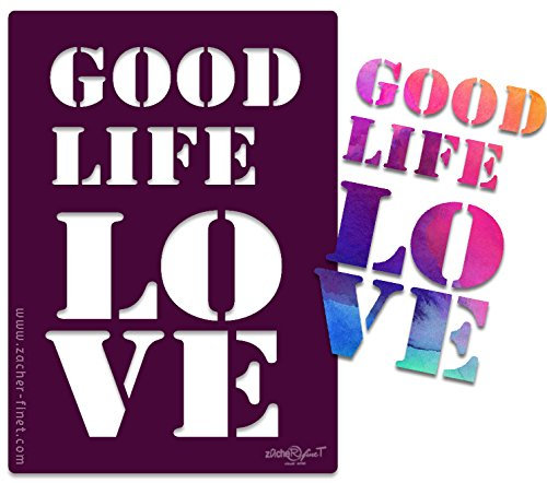 zAcheR-fineT-design Schablone Good Life- Graffiti Urban Street Art Typo - Textschablone - Airbrusschablone - Scrapbookingschablone - für Acrylmalerei Basteln und mehr Siehe Musterfotos