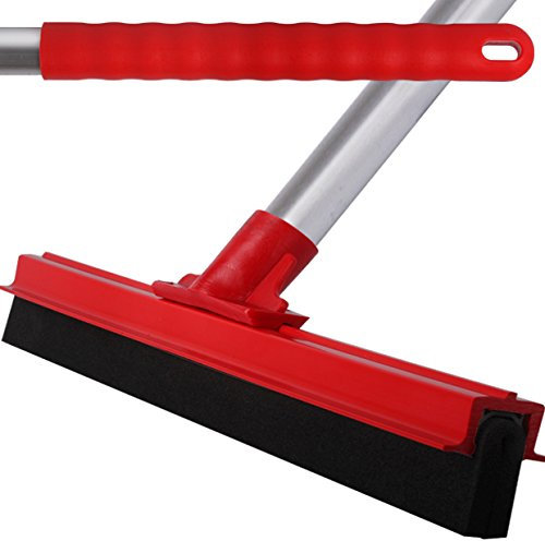 The Chemical Hut Red Professional Hard Floor Cleaning Squeegee & Strong Alloy Handle For Tiles, Concrete, Wood And Marble.