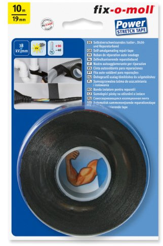 fix-o-moll Power-Stretch-Band selbstverschweißend 10 m x 19 mm schwarz, 3563085