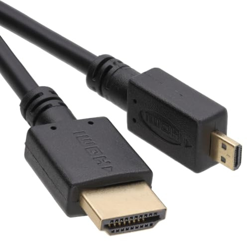 kenable Micro HDMI to HDMI Cable High Speed 1080p Full Copper for Cameras Tablets Phones Sat Nav 2m Black