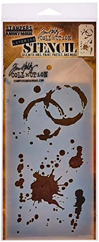 Stampers Anonymous_AGW AGTHS009 Splatters Layered Stencil, 4-1/8 inch x 8-1/2 inch, package may vary