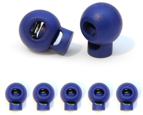 Ganzoo Kordelstopper 1-Loch 5mm 5 Stück, dunkelblau, Klemme mit Federmechanik aus Kunststoff, Tanka 22x18 mm, Loch Ø 8 mm zum Arretieren von Kordeln, Schnüren, Schnürsenkeln bei Jacken, Rucksack, Zelt