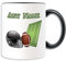 Taza de fútbol americano (diseño deportivo, opciones de color) – cualquier nombre/mensaje en su taza única – Gridiron Rugby Super Bowl AFL NFL, cerámica, negro