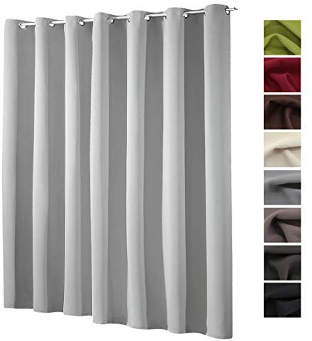 heimtexland ® XXL Ösenschal Verdunkelung HxB 245x275 cm Thermovorhang Verdunkelungsgardine Extra Breit Silber Grau Typ139