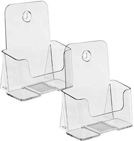 Kurtzy Plastik Tischaufsteller A5 Transparent Prospekthalter (2er Pack) – Tresen & Wandmontierter Prospektständer A5 Hochformat für Literatur, Speisekarten, Zeitschriften und als Werbung Ständer