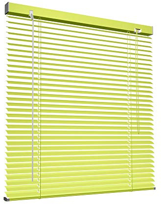 Victoria M. Aluminium Jalousie 25mm, 60 x 130 cm, gelb | Feuchtigkeitsbeständige Innenjalousie, Schraub-/Klemmmontage ohne Bohren inkl. Klemmclips