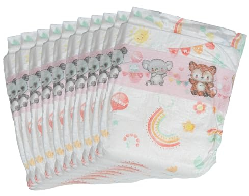 Heless 1075 - Puppenwindeln, 10 Stück, am Bund bedruckt mit farbenfrohen Kindermotiven, Größe 28 - 35 cm