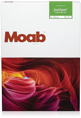 Moab Juniper Baryta Rag 305, 100% Cotton Fine Art Archival Inkjet Paper, Semi-Gloss Natural White, Heavy Weight 305gsm, 13 x 19 inches, 25 Sheets