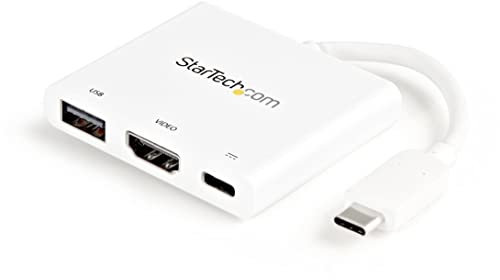 StarTech.com USB-C to HDMI Adapter - White - 4K 30Hz - Thunderbolt 3 Compatible - with Power Delivery (USB PD) - USB C Dongle (CDP2HDUACPW)