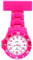 Prince London NY New York rubberised plastic nurses fob watch with pin - Dark Pink with White face