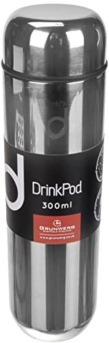Drink Pod Vacuum Insulated Leak Proof Capsule Flask, Stainless Steel, Satin, 300ml