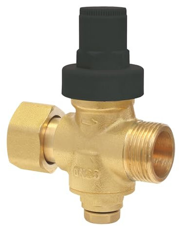 SOMATHERM FOR YOU, Réducteur de pression à piston Mâle 20/27 - Ecrou tournant - PN16 - Réglage de 1,5 à 6 bars - Prise manomètre - laiton nickelé