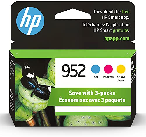 HP 952 Cyan, Magenta, Yellow Ink Cartridges (3-Pack) | Works with Printer Series: OfficeJet 8702, OfficeJet Pro 7720, 7740, 8210, 8710, 8720, 8730, 8740 | Eligible for Instant Ink | N9K27AN