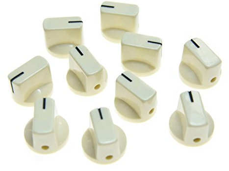 KAISH Paquete de 10 pomos de pedal de efecto amplificador de guitarra con tornillo de juego, color blanco envejecido