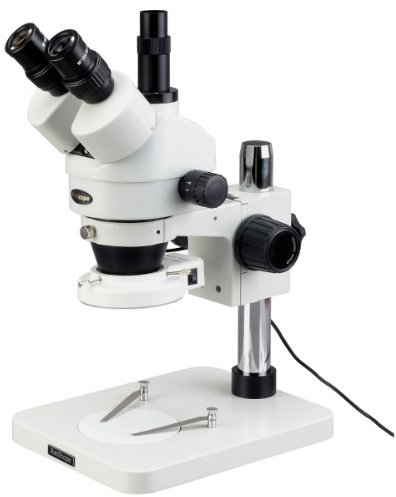AmScope SM-1TSZZ-144S Inspektion Trinokulares Zoom Stereomikroskop mit 144-LED-Kompaktlicht, 3.5X-180X, Weiß