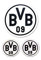 Borussia Dortmund Aufkleber in schwarz 3 Stück, Folie, 9 x 9 x 1 cm, 3-Einheiten 67140901