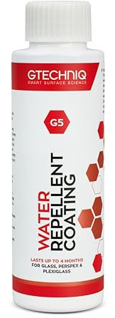 Gtechniq G5 Water Repellent Coating for Glass and Perspex 100ml - Maximum Repellency, 3 to 6 Months Durability, Beads Water, Removes Contaminants - Perfect for Car Windows, Marine Glass