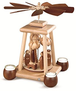 Mueller Weihnachtspyramide Christi Geburt moderne Säulenpyramide, 1-stöckig, 34 cm hoch, natur, original Erzgebirge Seiffen