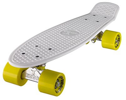 Ridge Skateboard 55 cm Mini Cruiser Retro Stil In M Rollen Komplett U Fertig Montiert Weiss Gelb,
