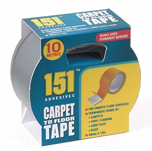 1 x carpet on wooden floor tape - 10 metres long x 48 mm wide double side. For permanent fixing of carpets, vinyl floors, cork tiles, carpets and much more.