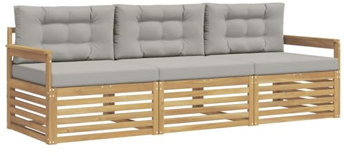 vidaXL Outdoor-Sofagarnitur 3 pcs Weiß und Hellgrau Polyester, Outdoor Lounge, Moderne Ecksofa, Gartenmöbel, Terrassen-Sitze, Komfortables Set für Wohnräume