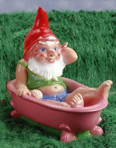 Frankenland Design Gartenzwerg in der Badewanne, ca. 32 cm lang, PVC