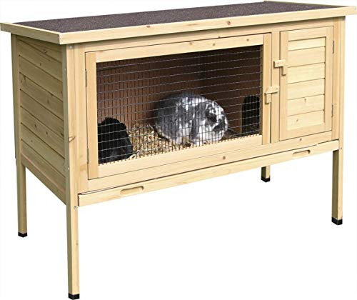 Kerbl Nagerstall Buddy (Farbe weiß, L x B x H 116 x 52 x 50, mit hochwertigem Gitter, aufklappbares Bitumendach) 82726