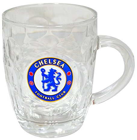 Chelsea FC Official Glass Football Crest Tankard/Pint Glass (One Size) (Clear)