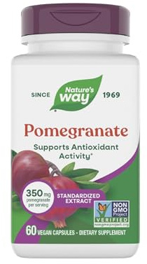 Nature's Way Pomegranate, Supports Antioxidant Activity*, Standardized Extract, 350 mg per Serving, Non-GMO Project Verified, Vegan, 60 Capsules (Packaging May Vary)