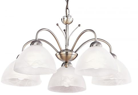 Searchlight Kronleuchter 5-flammig Milanese, LED, Weiß, 52cm x 52cm, Wohnzimmer