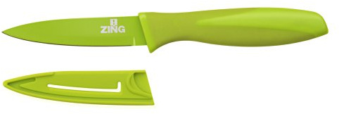 Premier Housewares Zing Vegetable Knife, Non-Stick Blade with Lid, Lime Green PP, TPR Coated Grip