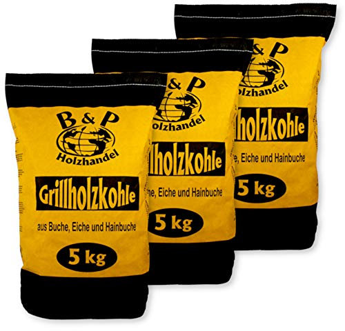 3 x 5kg Sack Holzkohle im Karton (1,79€/kg)