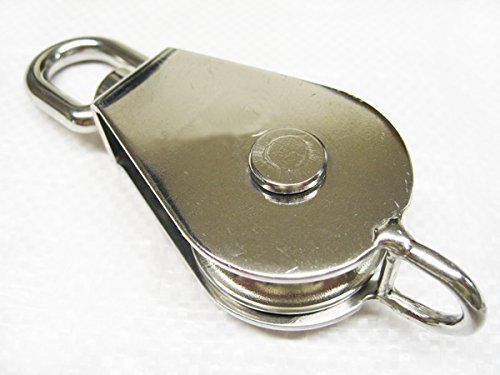 Stainless Steel Single Pulley Block Swivel Eye 32MM for 9MM Rope (Wire Sheave Becket Marine)