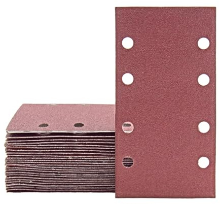 MioTools Fox Schleifblätter 180 x 93 mm, 8-Loch (50 Stk.) K40 | f. Schwingschleifer, Normalkorund, Klettbefestigung