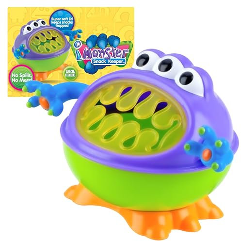 Nuby Snackbehälter für Kleinkinder | Lernbecher in lustiger Monsterform | Ab 12 Monaten