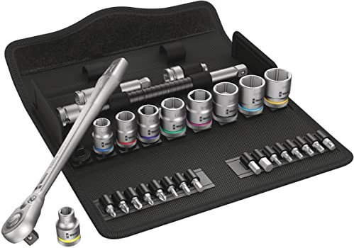 Wera 05004051001 8100 SB 11 Zyklop Metal Ratchet Set with switch lever, 3/8 drive, imperial, 29 pieces, Silver