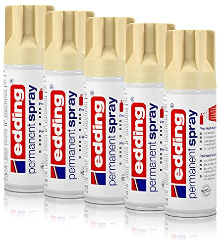 5x edding Permanent Spray hellelfenbein 200 ml Premium Acryllack, RAL 1015