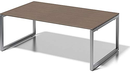 BISLEY Cito Chefarbeitsplatz/Konferenztisch, 740 mm höhenfixes O-Gestell, Metall, Wn355 Dekor Nußbaum, Gestell Silber, 120 x 200 x 85 cm