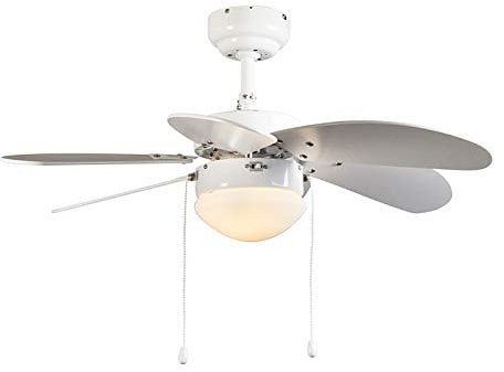 Qazqa Moderno Ventilador de techo blanco - FRESH 3 Vidrio/Madera/Acero Redonda Adecuado para LED Max. 1 x 60 Watt