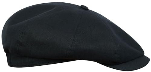 Sterkowski Modell Rowdy | 100% Leinen Schiebermütze für Herren und Frauen | Gatsby Sonnen Sommer Vintage Flatcap Elegante Retro Peaky Stylische Outdoor Modische Damen Kappe Baker Boy Schwarz 62