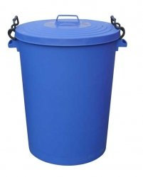 Chabrias Ltd Heavy Duty 110 Litre Blue UK Made Plastic Bin Dustbin, Indoor or Outdoor with Locking Clip Lid for Home Garden Rubbish Waste Animal Feed