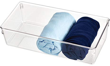 iDesign Linus Schubladenbox für Schrank oder Schminktisch, 30,5 cm x 15,2 cm x 7,6 cm Aufbewahrungsbox aus Kunststoff, durchsichtig