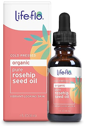 LIFE-FLO Pure Organic Rosehip Seed Oil, Hydrating Face Oil, Dry Skin Care, Cold Pressed from Organic Rose Hips, Rich in Fatty Acids and Vitamin A (Retinol), Hypoallergenic, 60-Day Guarantee, 1oz